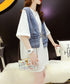 Denim patchwork cardigan
